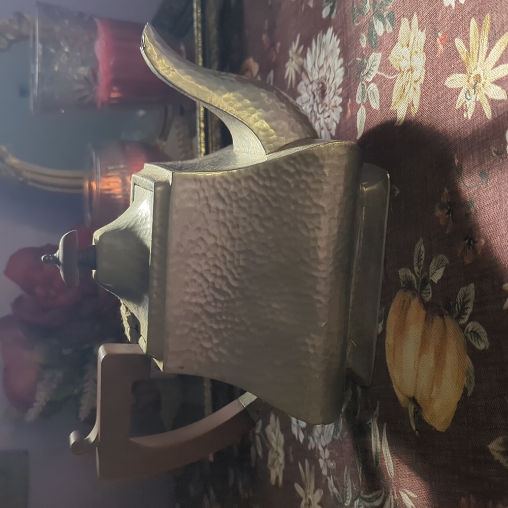Vintage Lion Pewter Stamped Hammered Tea Pot
